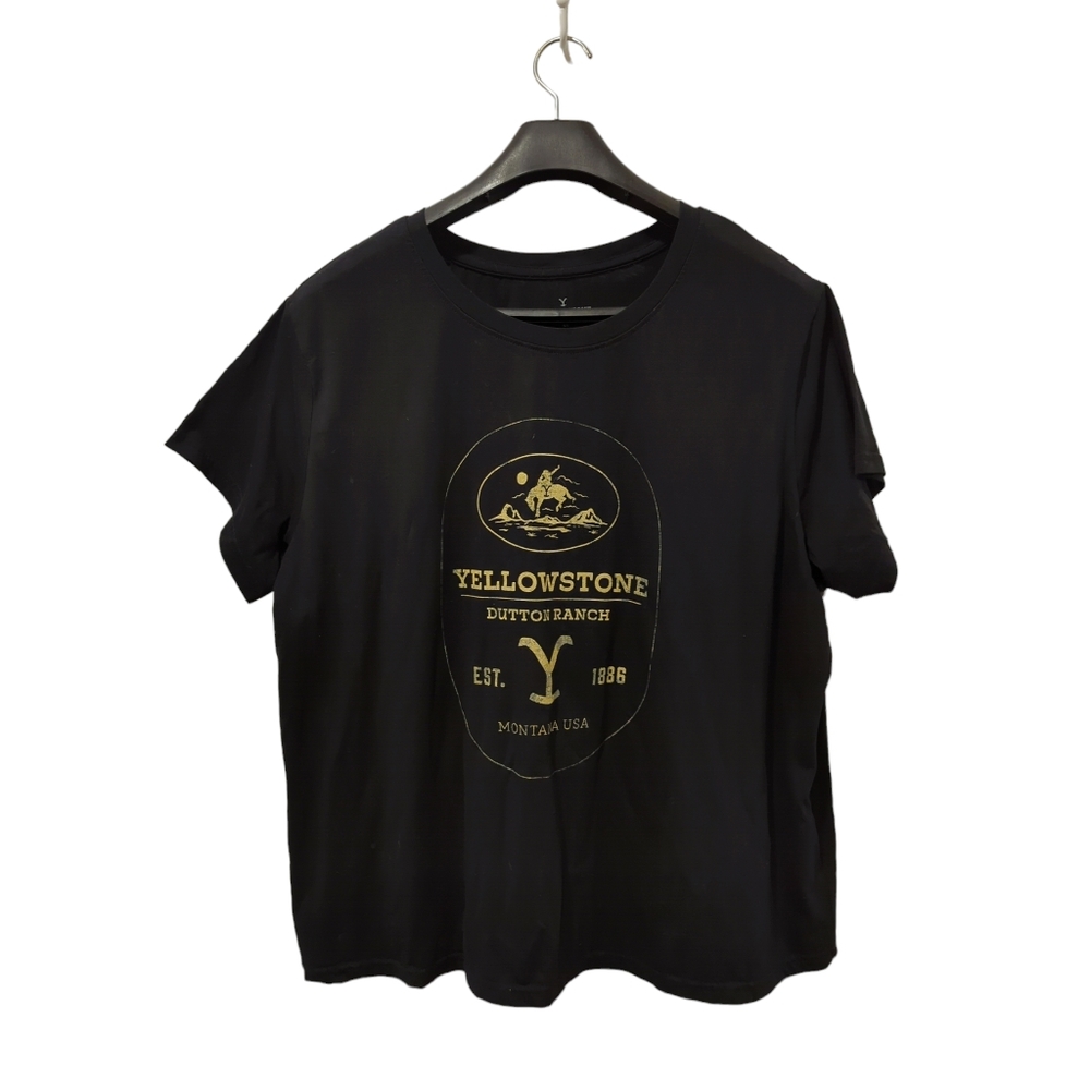 Yellowstone Black Tee Plus Size Short Sleeve T-Shirt Top 4X Cotton Blend